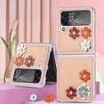 thumbnail image 2 of for Samsung Galaxy Z Flip 4 Flower Cute Case, Applique Design Slim Thin PU Leather & Crystal Hard PC Shockproof Protective Phone Cover Case for Samsung Z Flip 4 LTH Khaki, 2 of 7