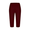 thumbnail image 5 of Olyvenn Women Capri Leggings Summer 2025 Comfy Stretchy Leggings High Waist Slim Fit Workout Running Tights Cut-Out Leg Capris Wine S, 5 of 5
