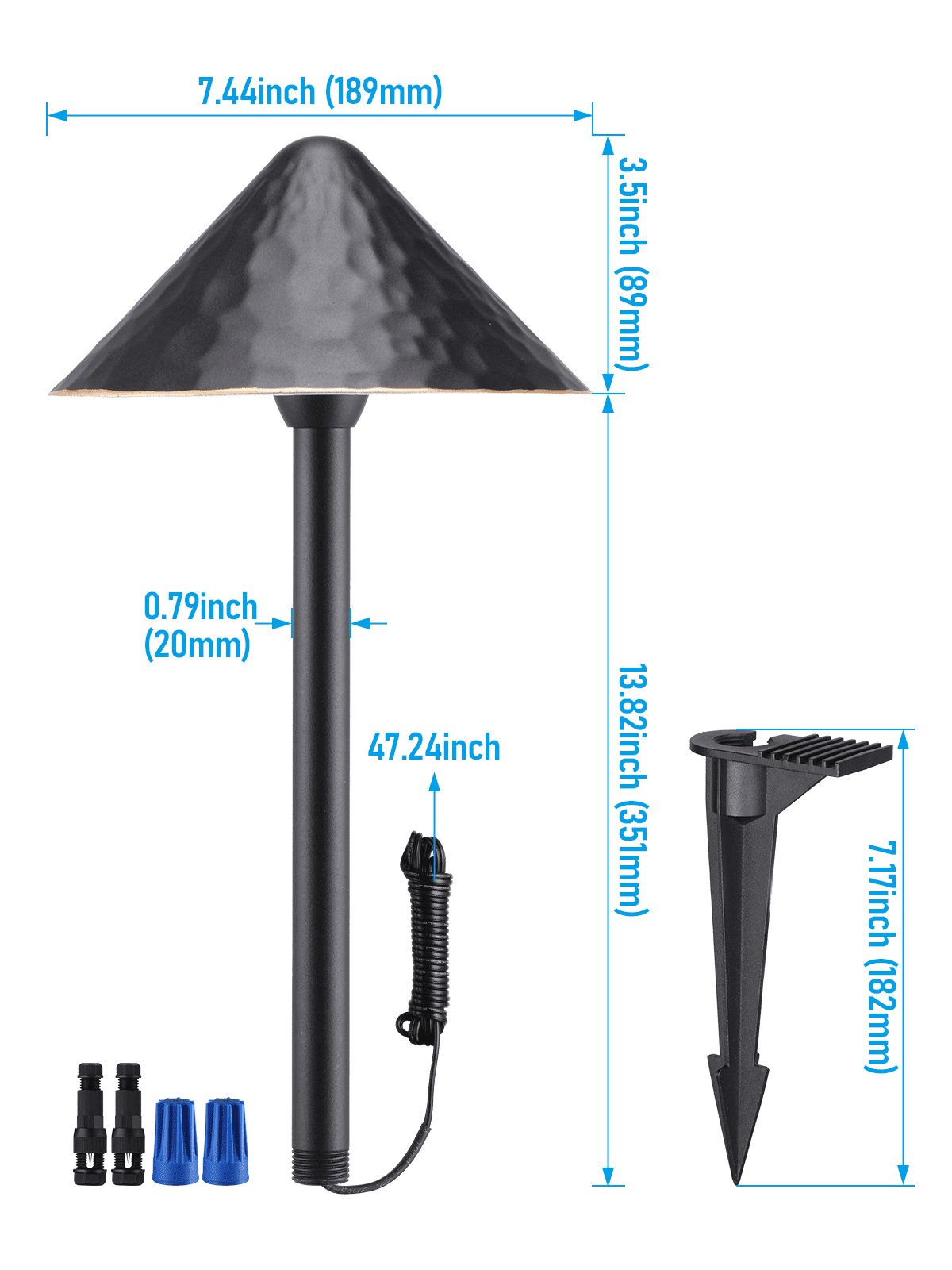 4 Pack 12-24V AC/DC 3W LED Landscape Lights, IP65 Waterproof Pathway Lights, CRI90, ETL Certified, Gold Edged Black Aluminum Housing, 1800K/2700K/3000K/4000K/5000K Selectable