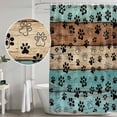 thumbnail image 4 of Aqua Brown Shower Curtain, Waterproof Shower Curtains for Bathroom, Rustic Farmhouse Dog Paw Vintage Washable Fabric Bathtub Curtain Set Bath Decor with 12 Hooks Standard 72"x72", 4 of 6