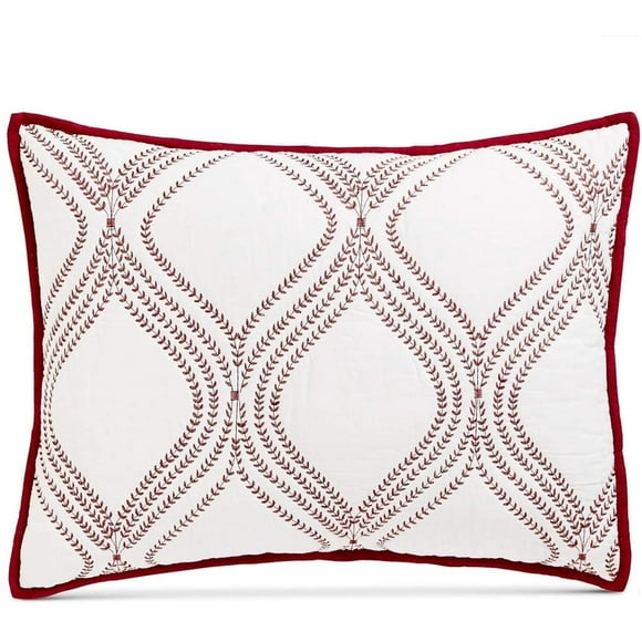 Martha Stewart Collection Gramercy Gate Quilted Standard (20 Inch x 26 Inch) Sham, Red