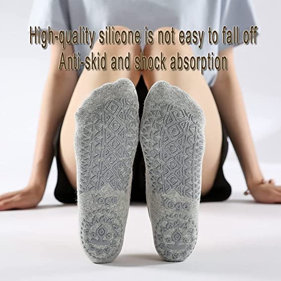 Yoga Socks for Women Non-Slip Grips & Straps, Ideal for Pilates, Pure  Barre, Ballet, Dance, Barefoot Workout,Light Gray,Light Gray，G13641