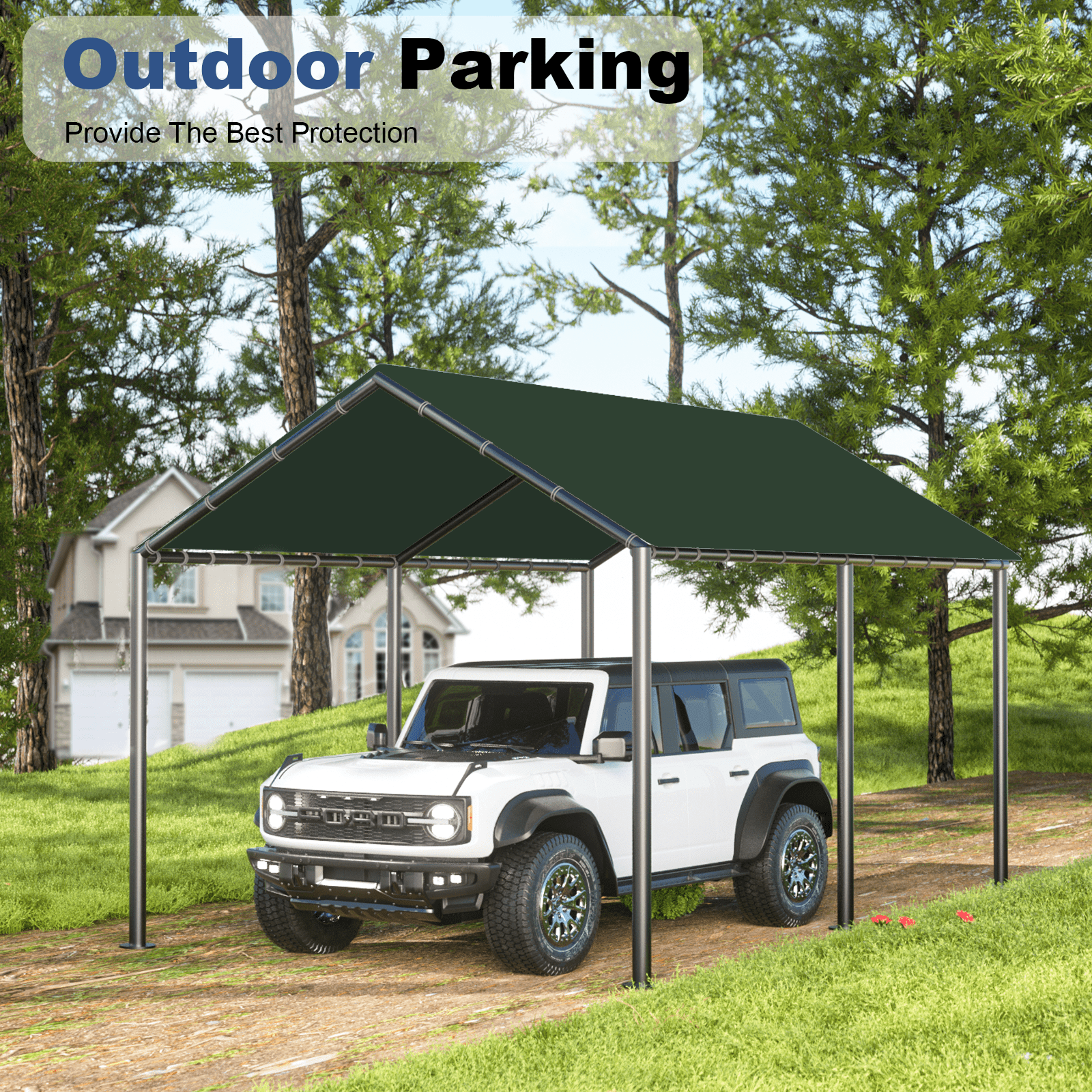 Grezone Carport L20xW10xH9.2Ft Heavy Duty Portable Garage Car Tent All Season UV Resistant Canopy