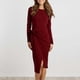 thumbnail image 2 of Moda mujer Casual sólido manga larga cuello redondo vendaje vestido otoño blusa Tops Pompotops hdfakjf4155, 2 of 9