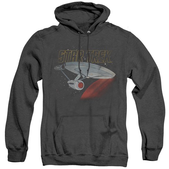 Star Trek Retro Enterprise Adult Heather Hoodie Sweatshirt Black
