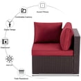 thumbnail image 3 of HOMREST 7 Pcs Outdoor Sectional Sofa All Weather Patio Furniture Set W/ Red Cushion & Coffee Table, 3 of 10