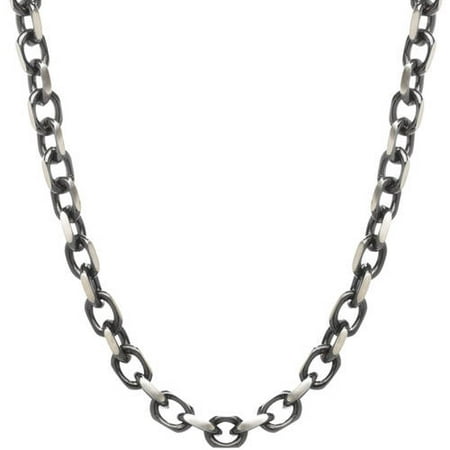 American Steel Men's Stainless Steel Jewelry/Black IP Ion Plated 24 Two-Tone Cable Chain Necklace, 6.25mm