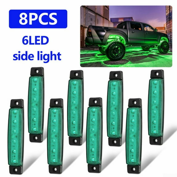 UHUSE 8pcs Green 6-LED Rock Light Side Lamp for JEEP Offroad Truck UTV Fog Light