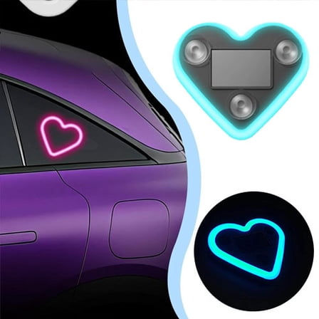 Neon Lights Solar Powered Heart LED Light for Car Windows with Multiple Colors and Waterproof Design for Romantic Ambiance,Blue 1Pcs JASKFLY