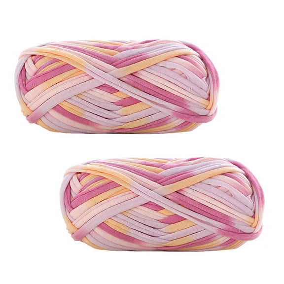 Mumup 2 Pack of Colorful Knitting Yarn Fabric Crochet Cloth T-Shirt Yarn for DIY Knitted Fabric Art Basket Bag 200g
