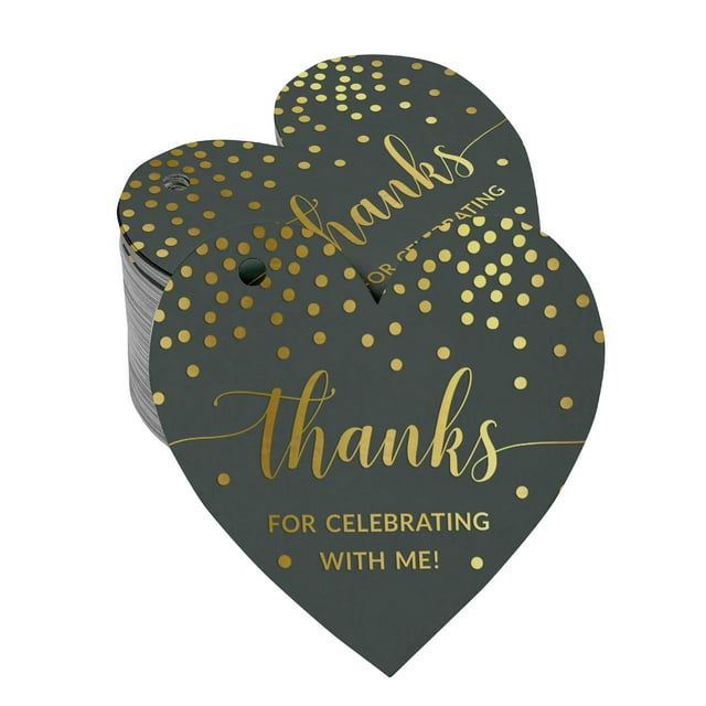 Inkdotpot Thanks For Celebrating With Me Birthday Bottle Tag Real Gold Foil Favor Hang Tags Pack Of 100