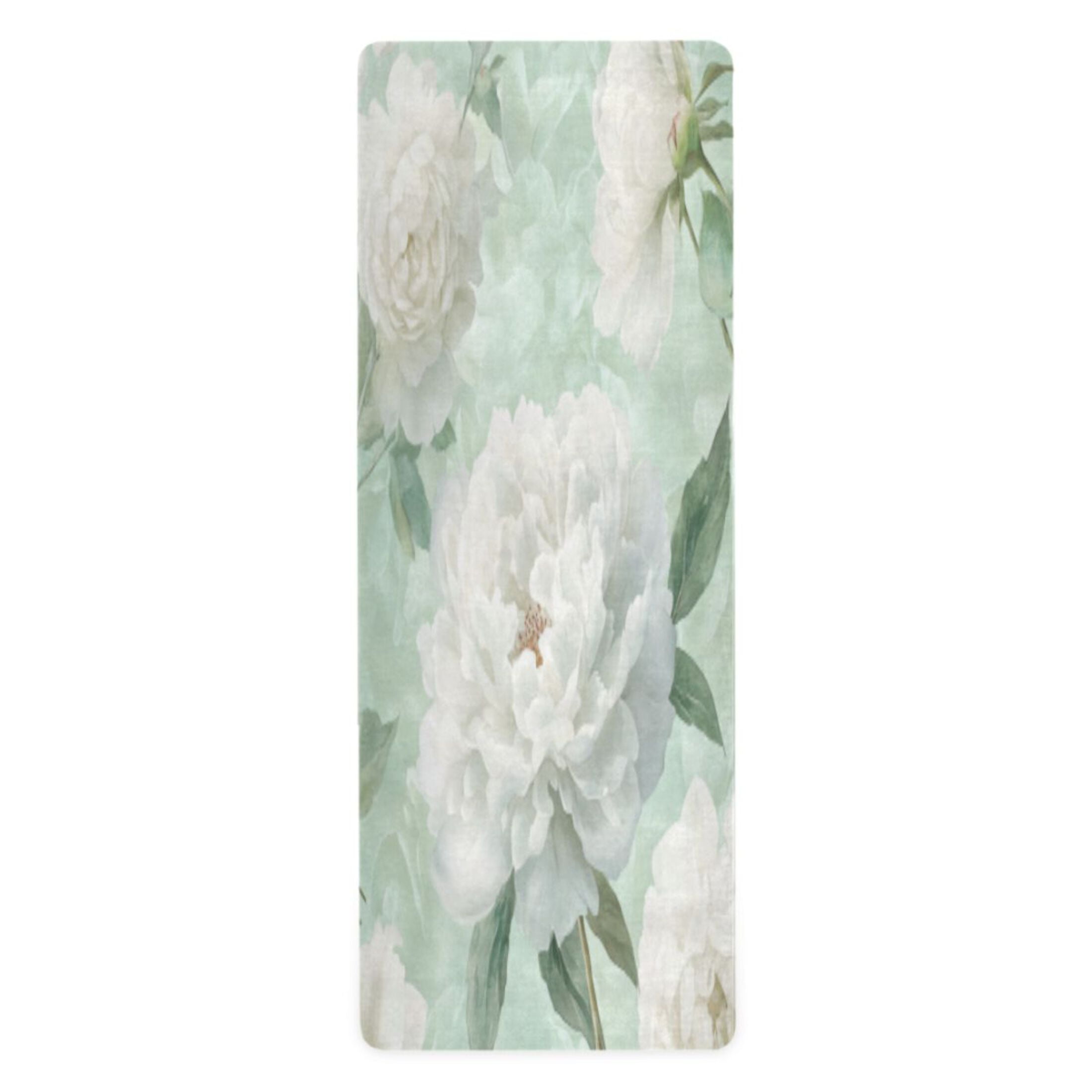 BZSMCE Yoga Mat Women Fitness Mat Peonies with Gentle Foliage Pattern
