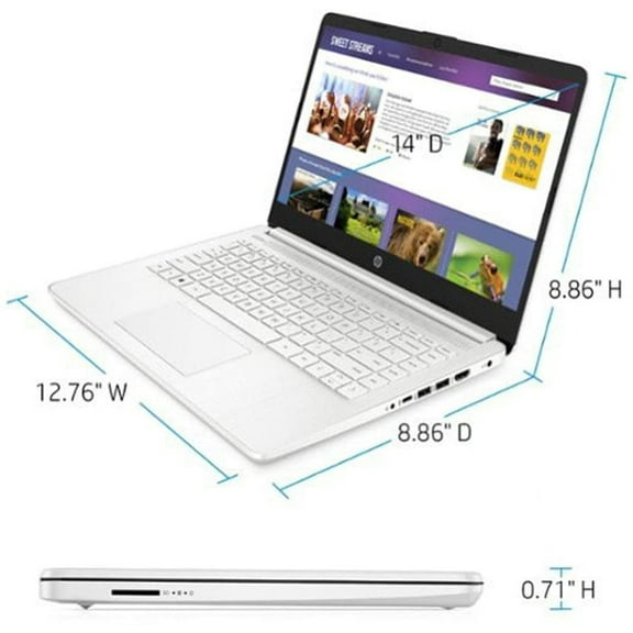 HP 14 Laptop, 14" HD Display, Intel Celeron N4120 Upto 2.6GHz, 4GB RAM, 64GB eMMC, HDMI, Card Reader, Wi-Fi, Bluetooth, Windows 10 Home S (685K1UA)
