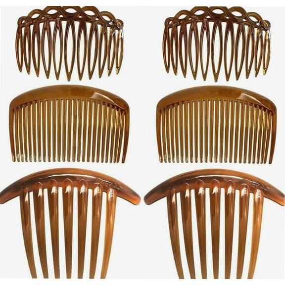 Hair Combs Slides, 6 Pcs Slides Combs Plastic French Side Combs Strong Hold Twist Comb Hair Clips Brown Comb for Women Girls Thick and Fine Hair (brown)