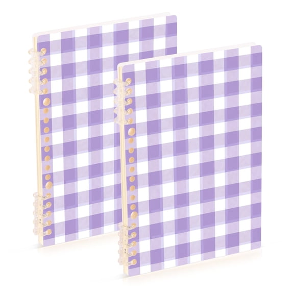Cute Pastel Purple Gingham Pattern Notebook Detachable Coil Notebook Diary Plan Book A5 Size 60 Pages 1 Pack