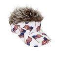 thumbnail image 2 of American Flag Hats with Hair for Men and Women, Adult Patriotic Hair Hat, 4th of July Outfit, Crazy Wig Cap, Style E, 2 of 9