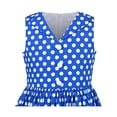 thumbnail image 6 of Sunny Fashion Girls Dress Cotton Blue Polka Dot Pocket V Neck Button Vintage Casual School Sundress 6 Years, 6 of 8