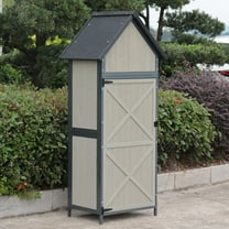 Soonbuy Outdoor Storage Shed with Floor,68" Tall Waterproof Wood Garden Shed,Metal Framed Tool Cabinet with Adjustable Shelves, Outside Vertical Tool Shed for Yard Patio Lawn