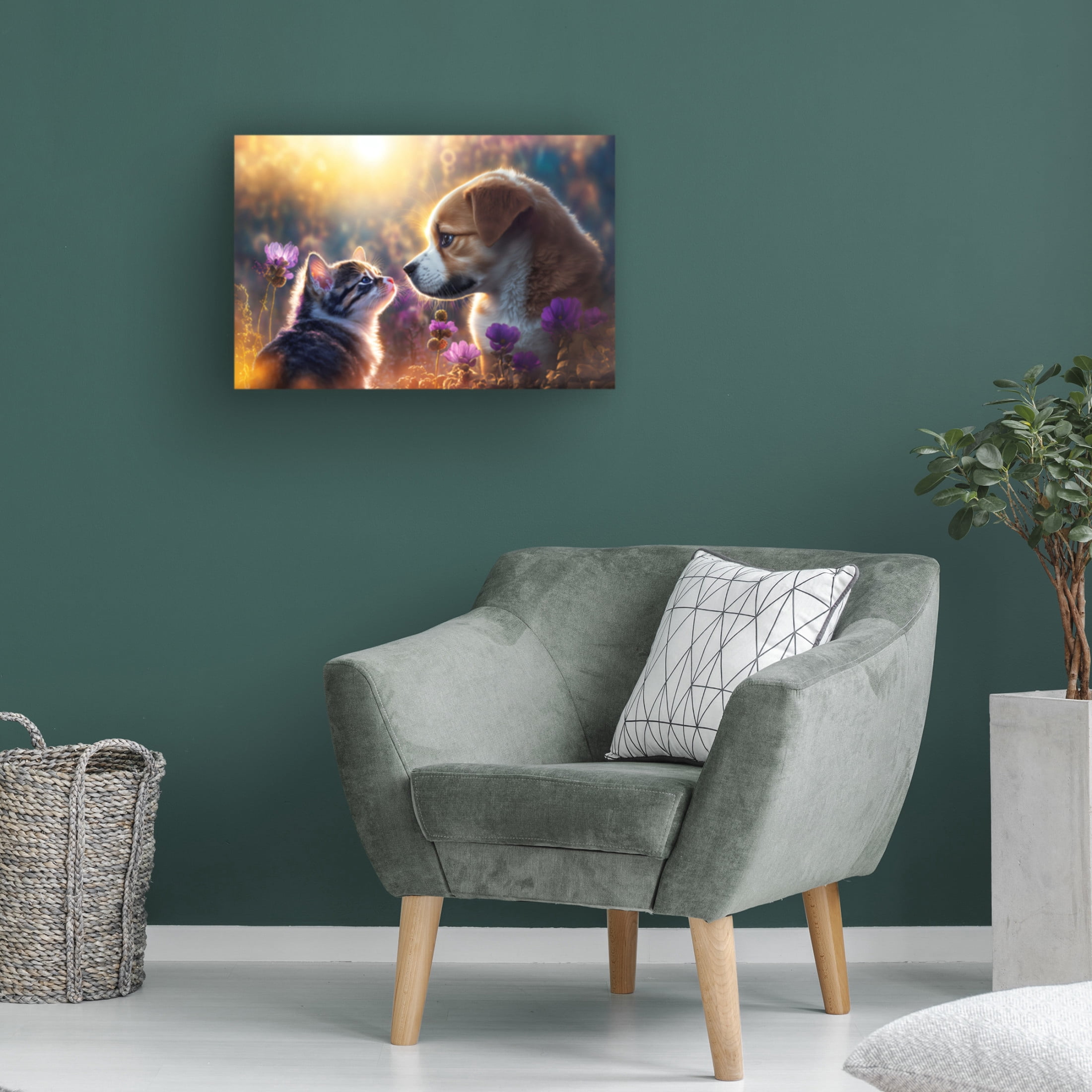 Canvas Wall Art - Ray Heere 'Cats And Dogs 12' Wall Art for Living Room, Bedroom, or Office Décor by Trademark Fine Art - 19 x 12 Inches