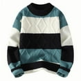 thumbnail image 3 of ZRGHAOYLQ Textured Knit Sweater for Men Big and Tall Crewneck Pullover Trendy Color Block Sweaters Loose Long Sleeve Shirts Warm Thicken Knitwear, 3 of 4
