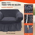 thumbnail image 3 of LABBA Fundas Elásticas para Sillones con Olanes, Juego de 3 Piezas, para Sofá Individual/Love Seat/Tres Plazas Color Gris Oscuro, 3 of 5