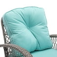 thumbnail image 6 of 3 Piece Patio Swivel Chairs, Swivel Conversation Set with Blue Cushions and Coffee Table, Outdoor All Weather Wicker Bistro Furniture Set, for Porch Lawn Balcony Backyard, 6 of 7