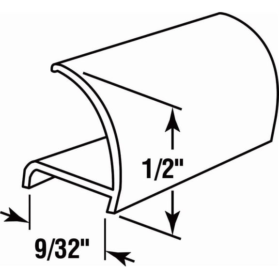 Prime-Line Glazing Channel Snap-In 0.438"W, 72" H X 0.438"W X 0.25" D Gray Box Of 25 Case of 25