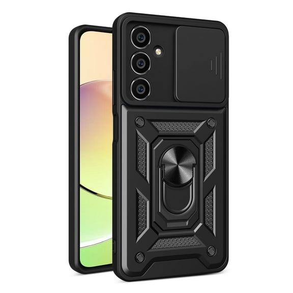 Xilaimitoo for Samsung Galaxy S23FE 5G Case, S23 FE Case with Slide Camera Cover, Military-Grade Phone Case with Upgrade Kickstand for Samsung S23 FE, Black