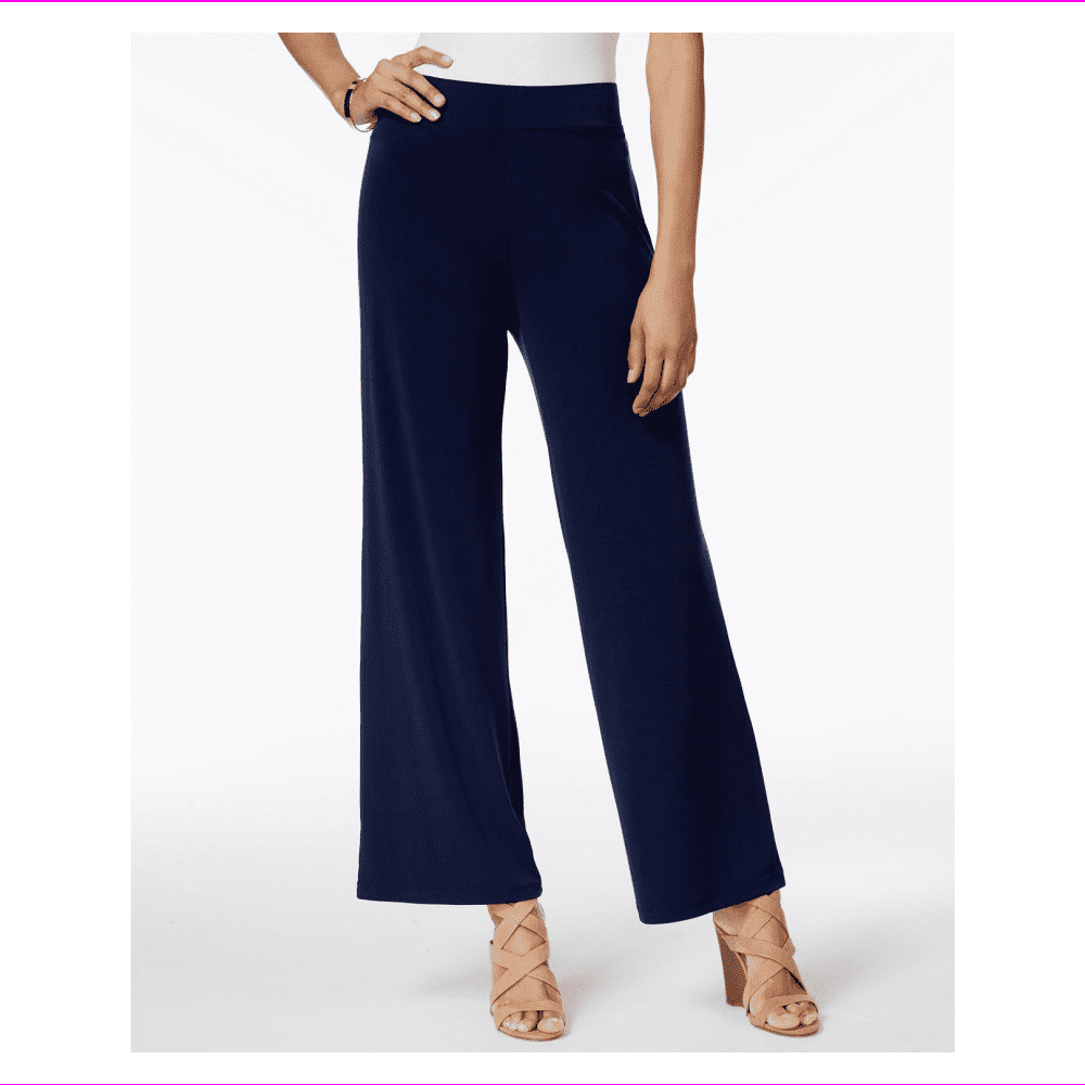 JM Collection Women's Pull On Wide Leg Mid-rise Pants XS/Intrepid Blue ...