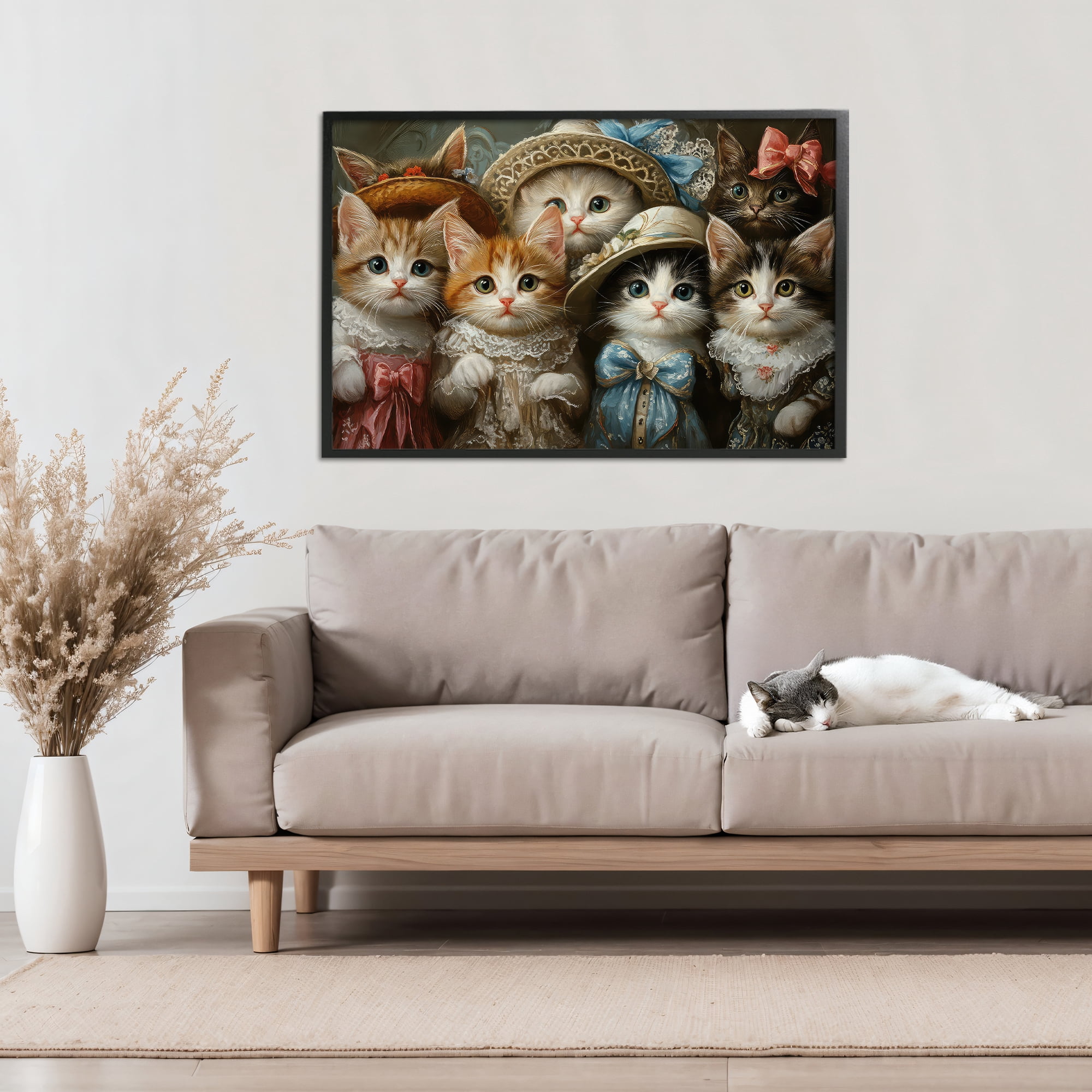 Stupell Industries Fashionable Vintage Cats Black Framed Giclee Art, design by The Wands Want