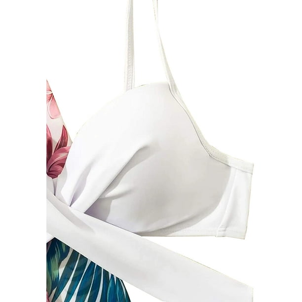 Women's Tankini 2-Piece High Rise Bathing Suits Cross Back Tank Top Crop Top  Bikini Padded Corset