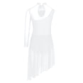 thumbnail image 2 of Kaerm Kids Girls Lyrical Dance Dress Asymmetrical Skirted Leotard Long Sleeve Modern Contemporary Dance Dress White 6, 2 of 5
