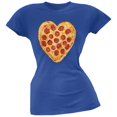 thumbnail image 1 of Pepperoni Pizza Heart Blue Soft Juniors T-Shirt, 1 of 1
