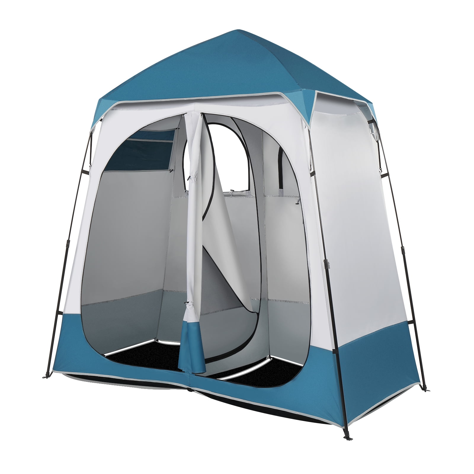 IVV 2 Room Pop Up Shower Privacy Tent Dressing Room Sun Shelter for Outdoor Camp Toilet Camping Biking Fishing, Blue/White
