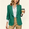 thumbnail image 2 of Busydd Classic Blazers for Women with Flap Pockets Formal Business Solid Color Suit Jacket Casual Work 3/4 Length Sleeve Suits Blazer S, 2 of 10