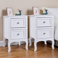 thumbnail image 3 of Tcbosik 2 Pack Modern Side Table with 2 Storage Drawers, Small End Table, Night Stand for Bedroom, Living Room, White, 3 of 10