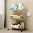 thumbnail image 4 of WEGFTDUOP White Metal Three-tier Cart Household Kitchen Spices Fruit And Vegetables Compartmentalized Storage Basket Removable Snacks Layer Car, 4 of 6