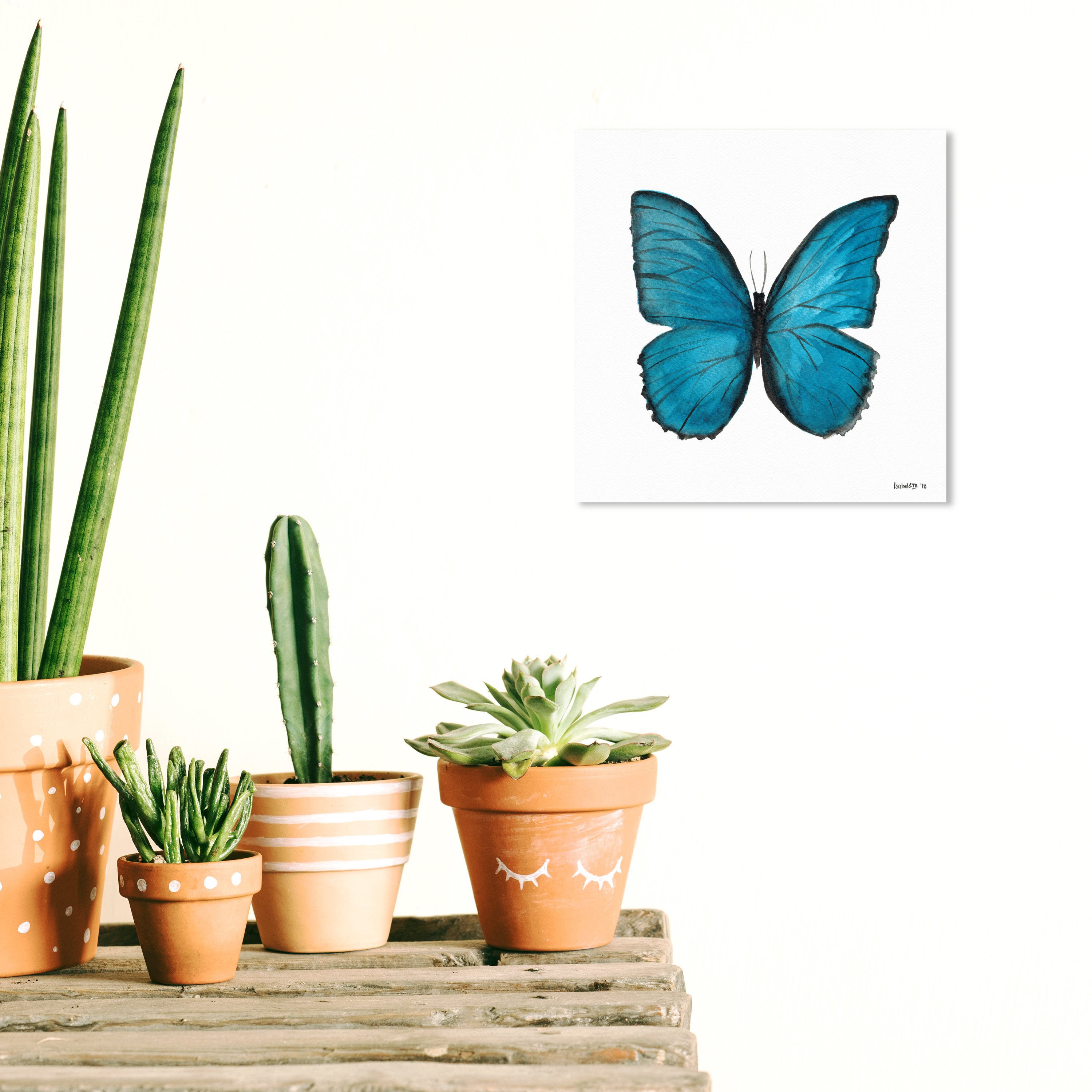 Wynwood Studio Canvas Blue Butterfly Animals Insects Wall Art Canvas Print Blue Turquoise 12x12