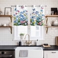 thumbnail image 2 of Blue Spring Floral Kitchen Curtains Window Panels, Pink Flowers Butterfly Pastoral Insulated Window Treatment Curtain, Grommet Curtains for Bedroom/Living Room/Bathroom, 2 Piece 27.5"Wx39"L, 2 of 8