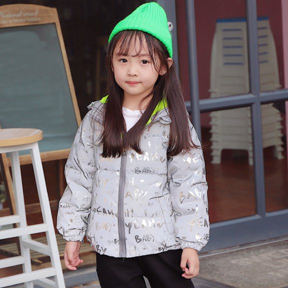 LFEOOST Boys Girls Lightweight Water-Resistant Packable Puffer Hooded Down Jacket Outdoor Windproof Winter Coat Silver 120