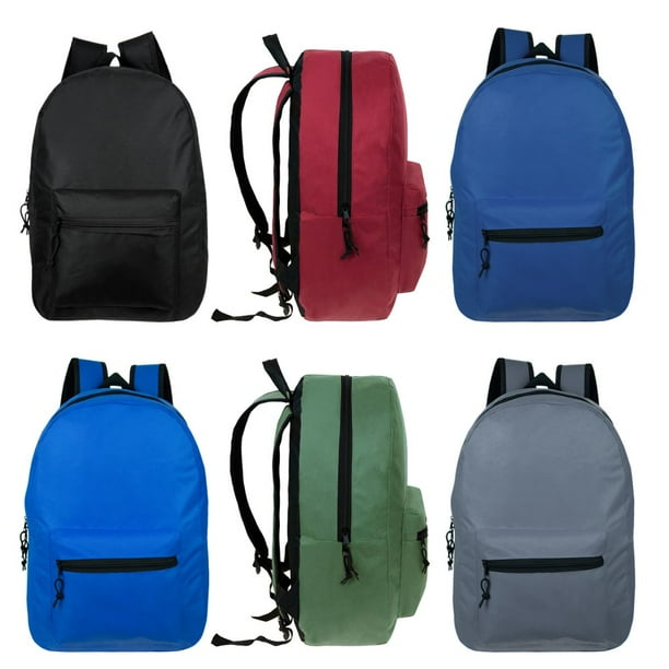 Moda West Wholesale 19" Basic Backpacks in 6 Assorted Colors Bulk