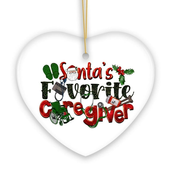 Santaβs Favorite Caregiver Christmas Ornament, Appreciation Gift Charm for Nanny