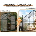 thumbnail image 3 of LUXOAK 8x8x7 FT Polycarbonate Greenhouse, Walk-in Aluminum with 2 top-opening windows, 2 Swing Doors, Heavy Duty Outdoor Garden Greenhouse, Black, 3 of 9