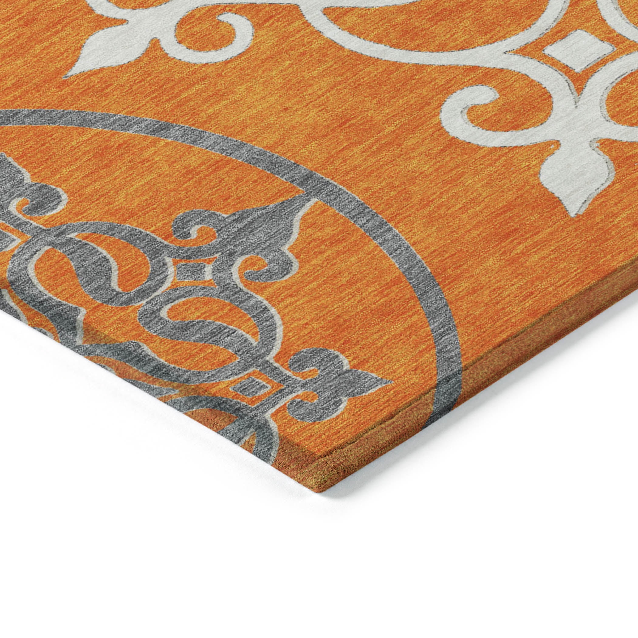 Addison Rugs Chantille Indoor/Outdoor Transitional Scrolls Orange Washable Rectangle Rug, 2'6" x 3'10"