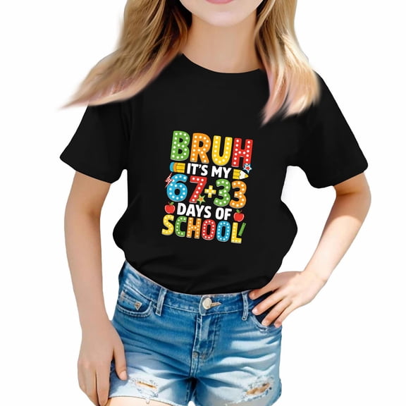 YOUYEDIAN Birthday 7 Year Old Girl T Shirt - I was 6 Now I'm 7 67 Cute Funny Short Sleeve Crewneck Tops (Black, 9-10 Years)