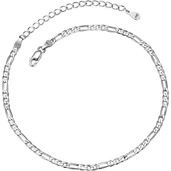 ChainsProMax Ankle Bracelet Chain for Women Men 925 sterling Silver Figaro Foot Bracelet