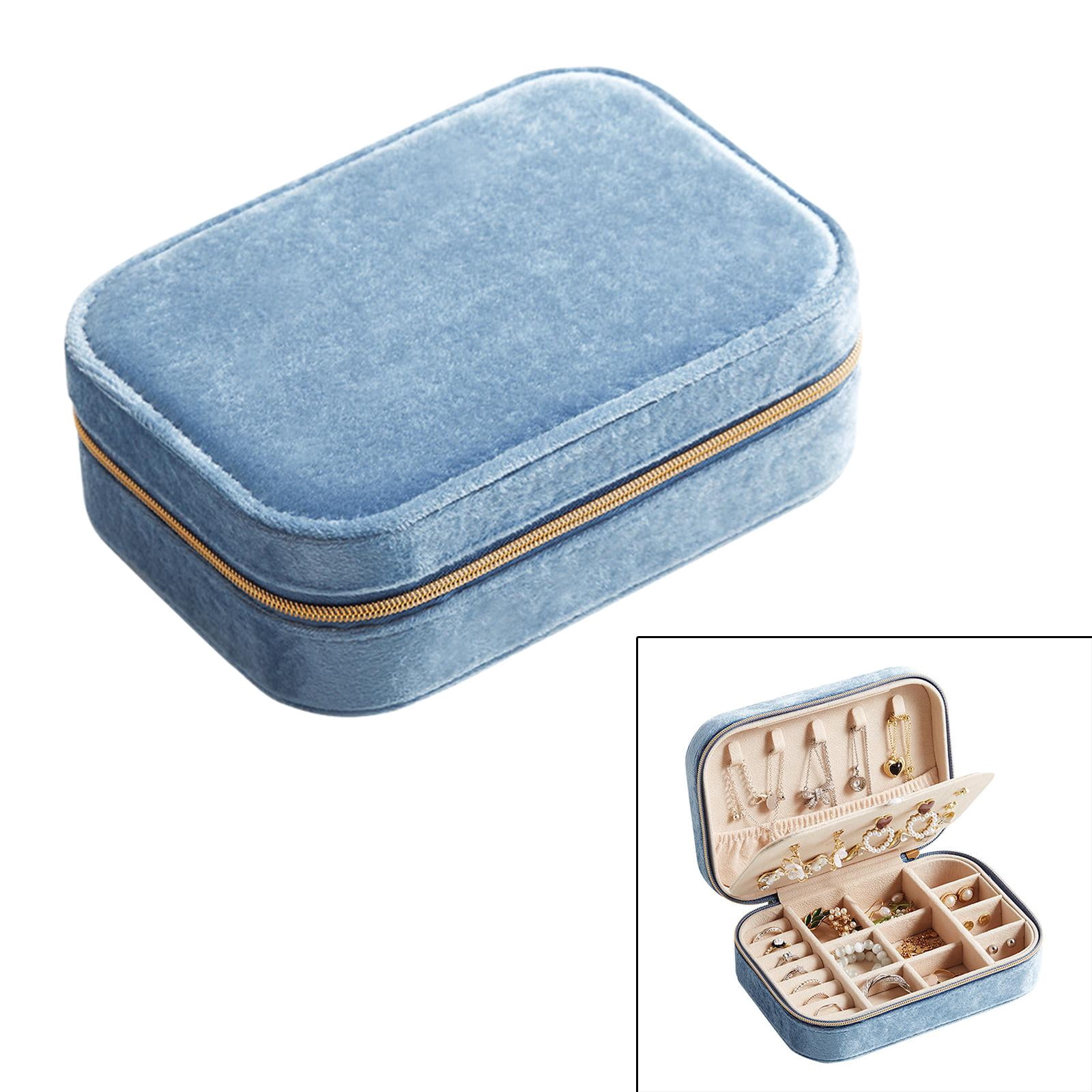 FVDPWYE Earrings Organizer Jewelry Showcase ,Travel Storage Case Chic with Hanging Hooks blue