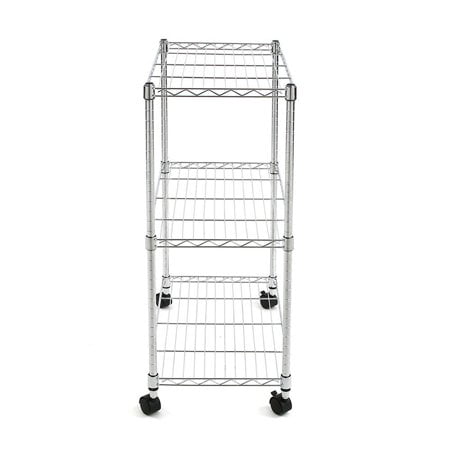 3 Tier Adjustable Chrome Plated Steel, Lockable Wire Shelving