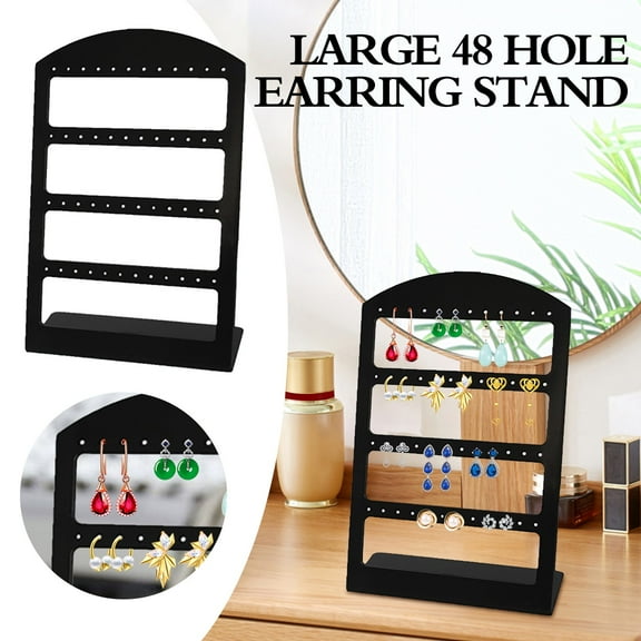 Season Clearance Cyence Jewelry Display Stand L 48 Holes, Earring Organizer 48 Jewelry Show Rack Holes Earrings Display Stand Holder As Picture