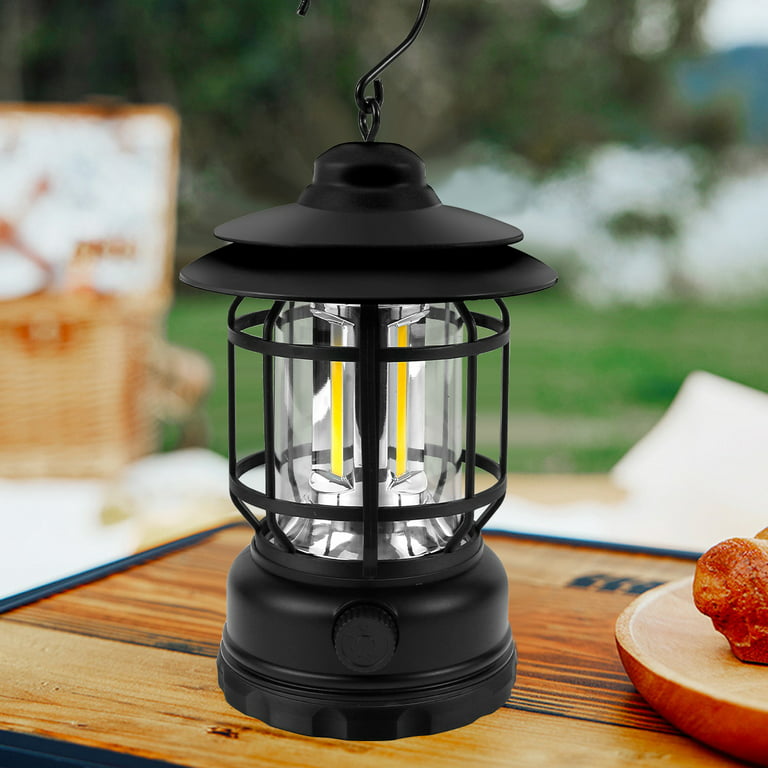 Retro Camping Lantern COB Camping Lights Waterproof Garden Decoration Lamp  Rechargeable Hanging Lamp with Hook Outdoor Lighting - AliExpress
